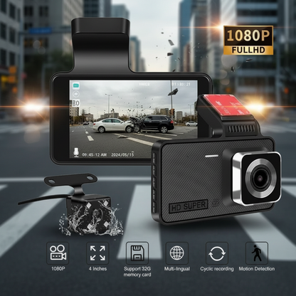 Dashcam 1080Px Cámara Frontal + Cámara de Retroceso para Auto Full HD