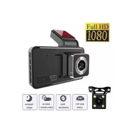 Dashcam 1080Px Cámara Frontal + Cámara de Retroceso para Auto Full HD