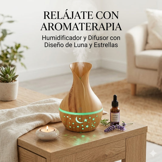 Lámpara Humidificadora de Madera Stars